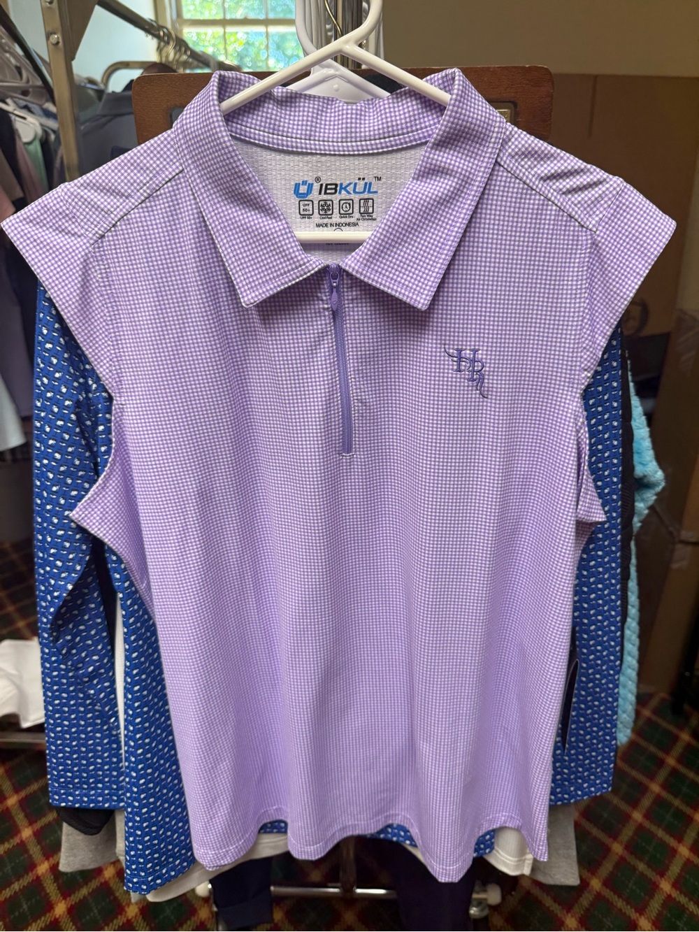IBKUL Lavender Half-Zip Sleeveless Polo Tank